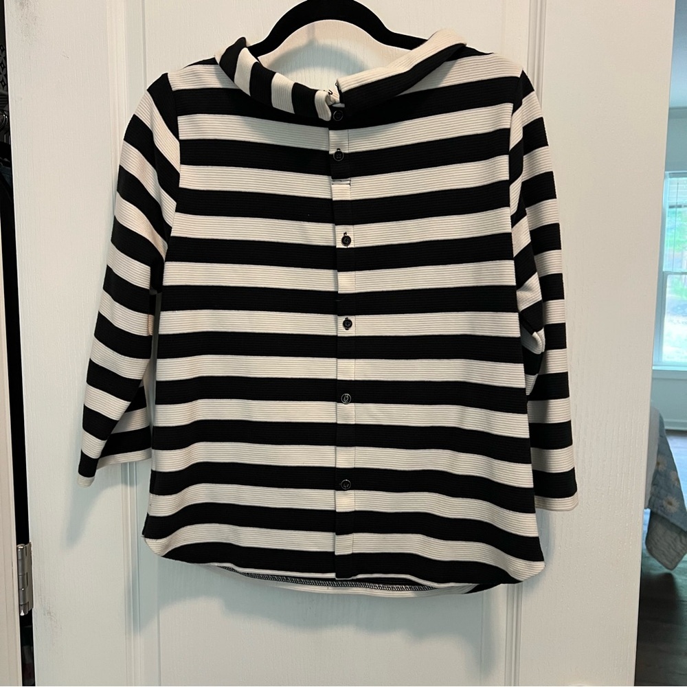 Vintage Talbots Mod 60s Vibes Black and White Striped Women's top Size medium - Picture 11 of 17